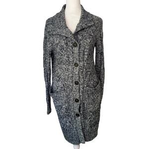 Point Sur J. Crew blue & white knit button front cardigan size XS